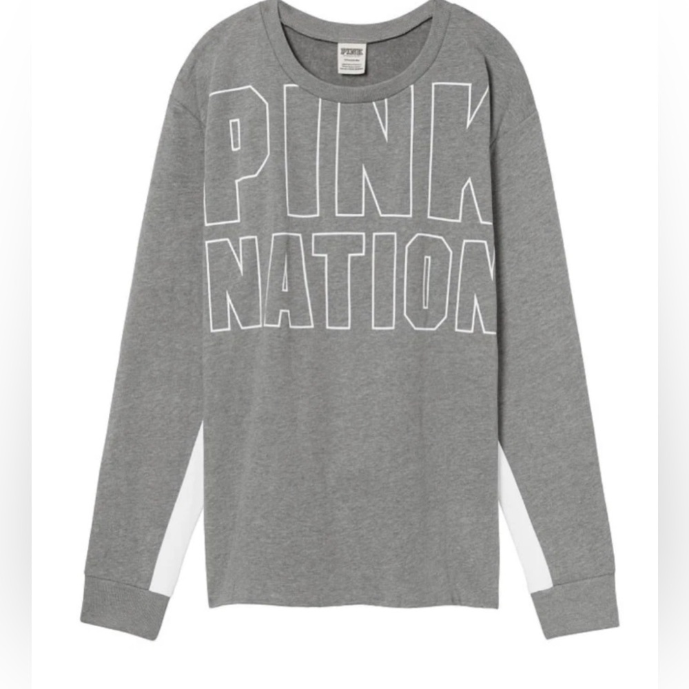 Victoria's Secret PINK Nation Campus Crew Pullover Sweatshirt Crewneck Large New